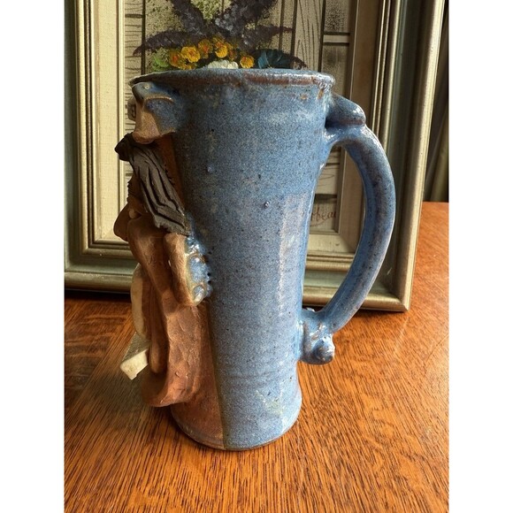 Vintage Stein Pottery Face Mug with computer Signed Jac Genovese 1990 - Picture 2 of 7